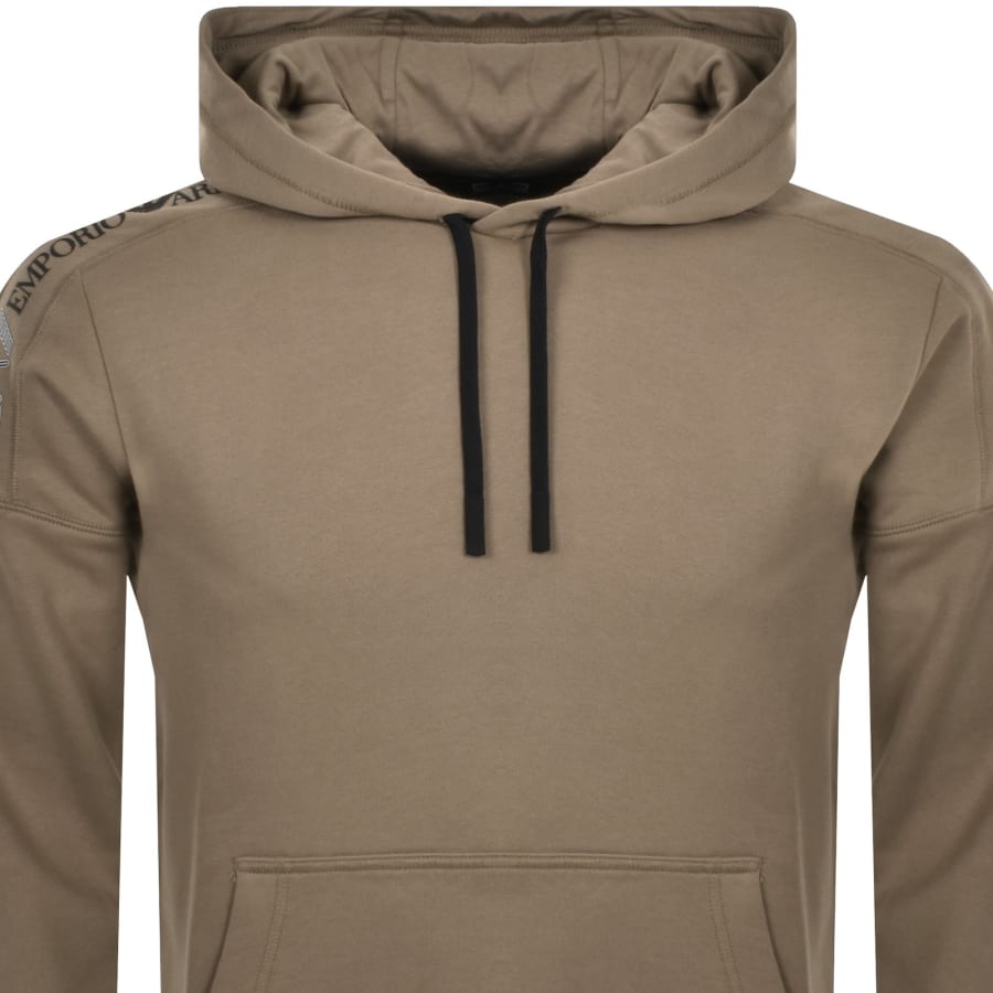 EA7 Emporio Armani Logo Hoodie Brown | Mainline Menswear